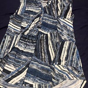 Blue and White Striped Women's Top